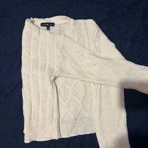 White Knotted Cropped Sweater Size L